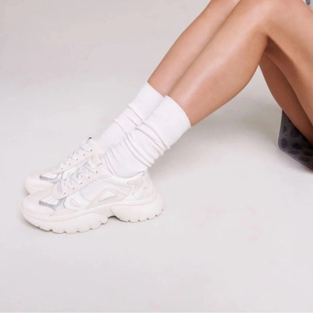Maje Dream Tomorrow H18 Faster Trainer White Leather Sneakers Women's Sz 6.5, 37